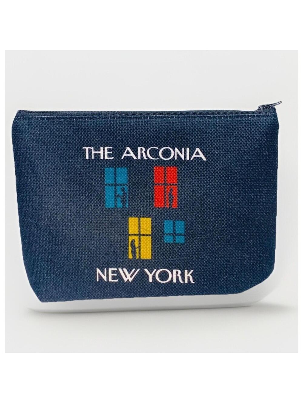 The Arconia New York Makeup Bag Pencil Case Zipper Top Black New